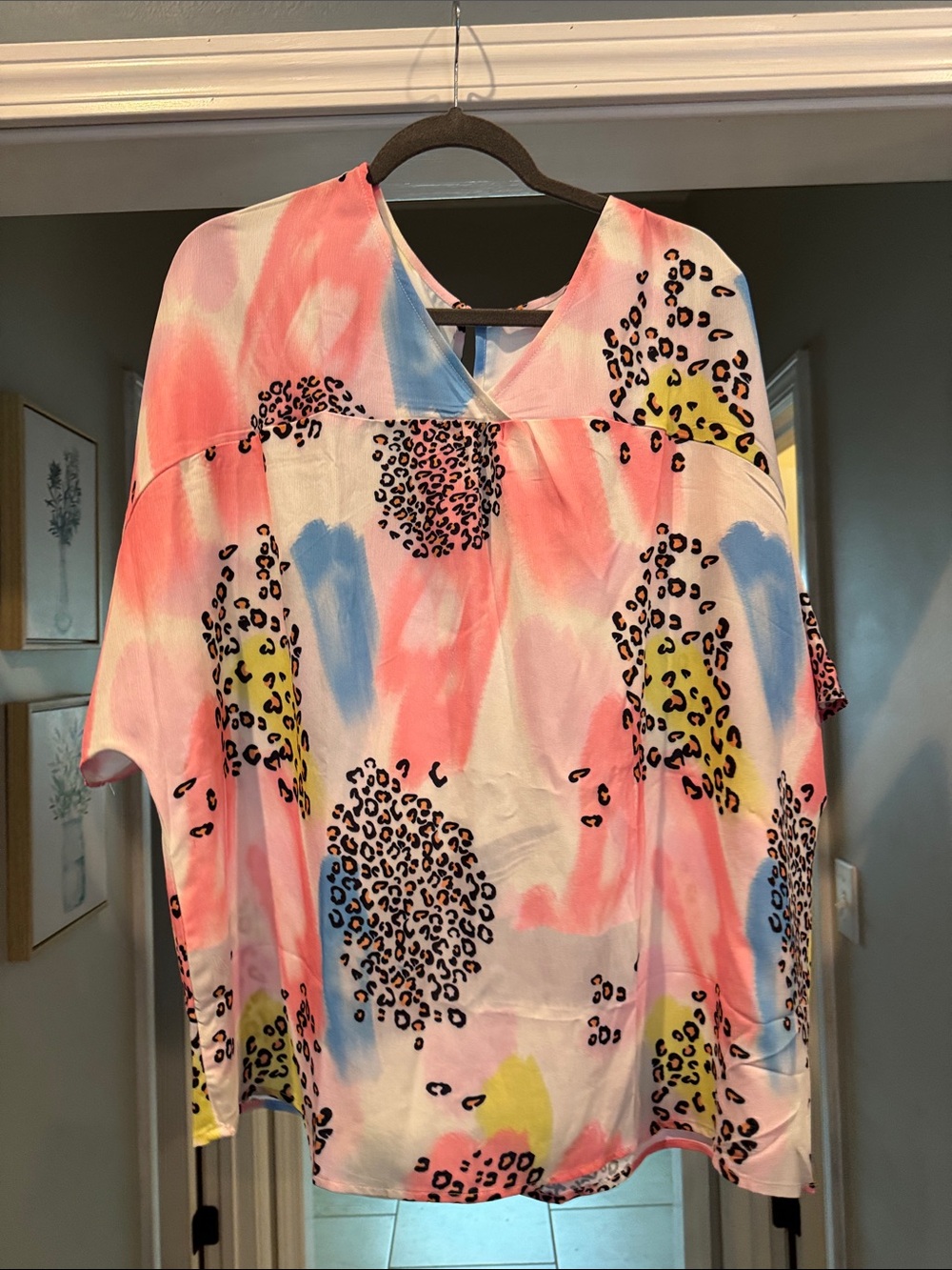 Pastel Watercolor Leopard Print Tunic Top
